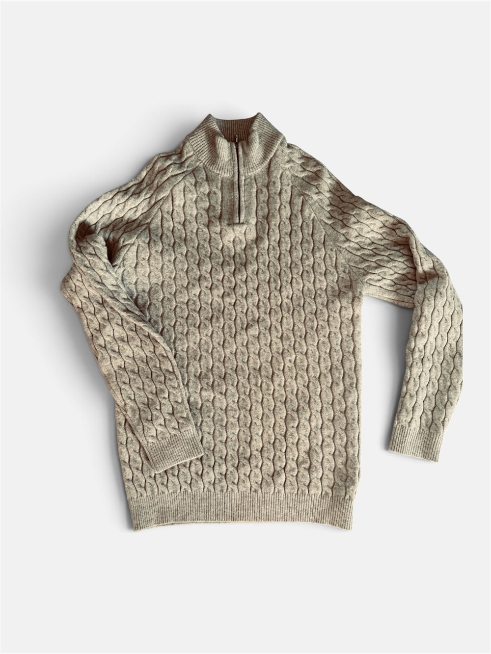 Unisex Tailored Athlete Cable Knit Half Zip Sweater - Heather